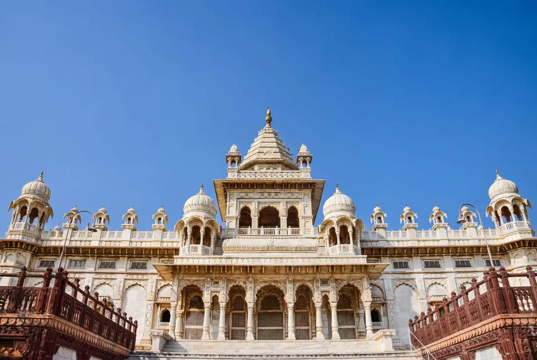 Fort walls rising over the blue rooftops of Jodhpur