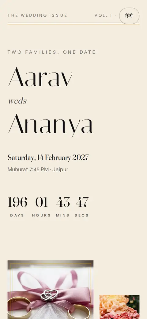 Live preview of the Editorial Minimal Luxe wedding invitation demo