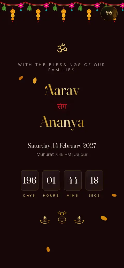Live preview of the Ganesh Aashirwad wedding invitation demo